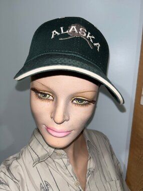 Alaska Embroidered Green Baseball Cap OSFM By Ace USA Cotton Adjustable Strap